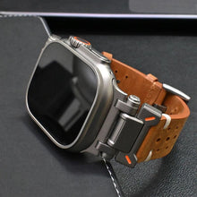 Load image into Gallery viewer, Leather Mechanical Metal Pin Buckle Band For Apple Watch