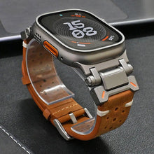 Load image into Gallery viewer, Leather Mechanical Metal Pin Buckle Band For Apple Watch