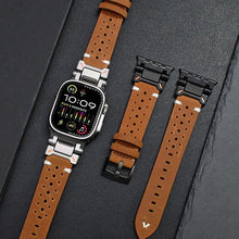 Load image into Gallery viewer, Leather Mechanical Metal Pin Buckle Band For Apple Watch