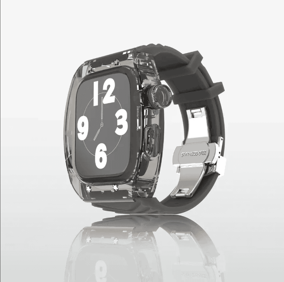 TikBand Premium Fluororubber Transparent Case & Sports Band for Apple Watch 44mm & 45mm