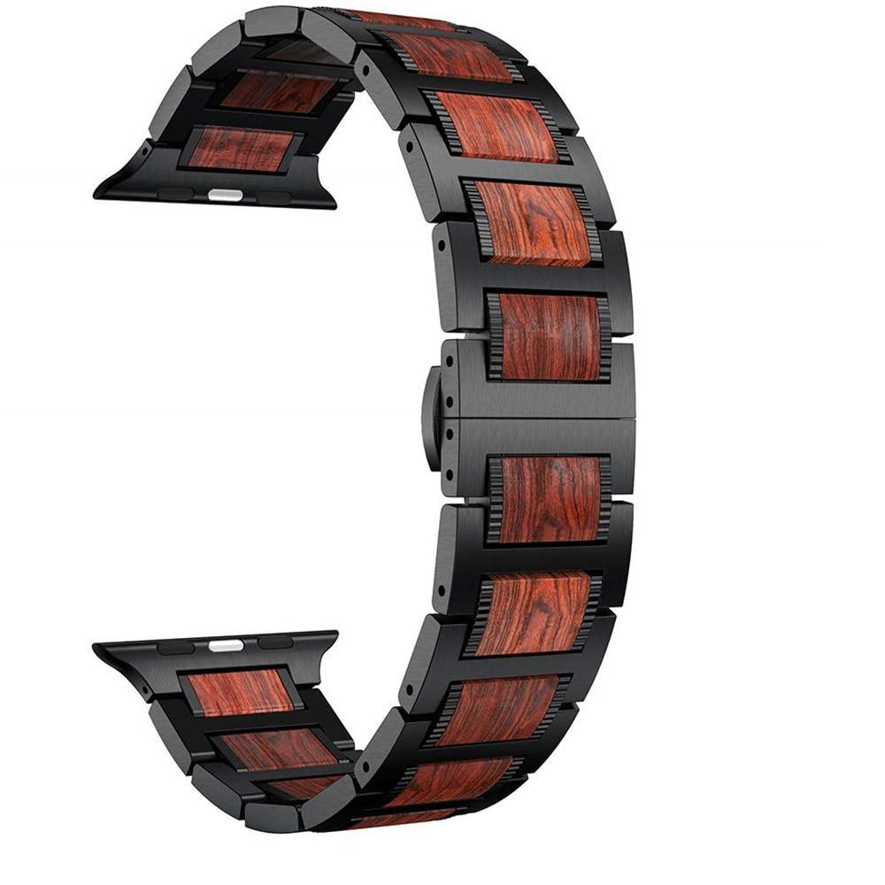 Red Sandalwood Stainless Steel Metal Band for Apple Watch -TIKBAND