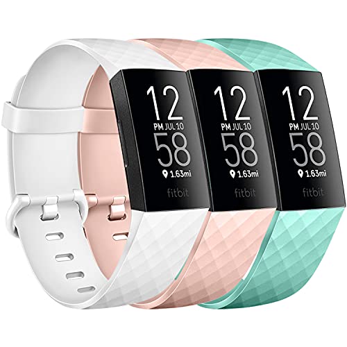 Pack 3 Silicone Bands for Fitbit Charge 4 / Fitbit Charge 3 / Charge 3 SE Replacement Wristbands.