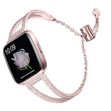 Load image into Gallery viewer, Compatible with Fitbit Versa/Fitbit Versa Lite and SE/Fitbit Versa 2 Women's Strap, Stainless Steel Metal Jewelry Bracelet Bracelet Wristband
