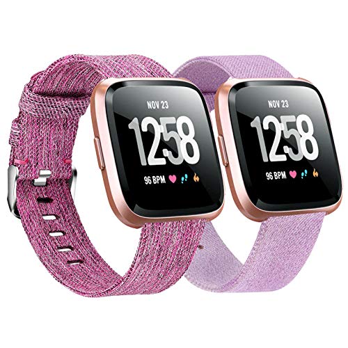 2-Pack Compatible Fitbit Versa / Fitbit Versa 2 / Fitbit Versa Lite Breathable Woven Strap