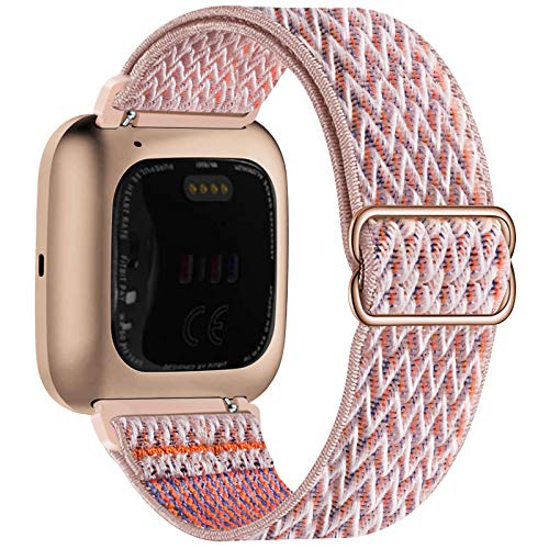 Adjustable stretch nylon fabric sports strap compatible with Fitbit Versa/Versa 2/Versa Lite/Versa SE