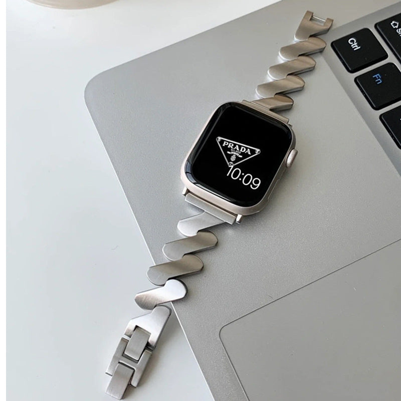 Elegant Moebius Z-shaped Metal Watch Band for Apple Watch 9-1