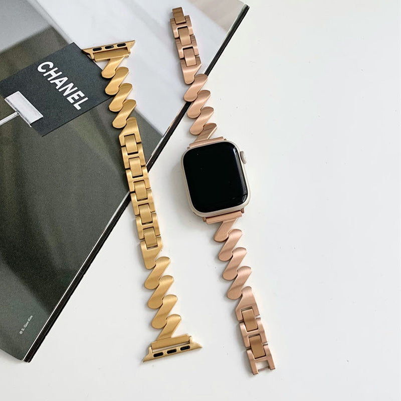 Elegant Moebius Z-shaped Metal Watch Band for Apple Watch 9-1