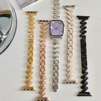 Elegant Moebius Z-shaped Metal Watch Band for Apple Watch 9-1