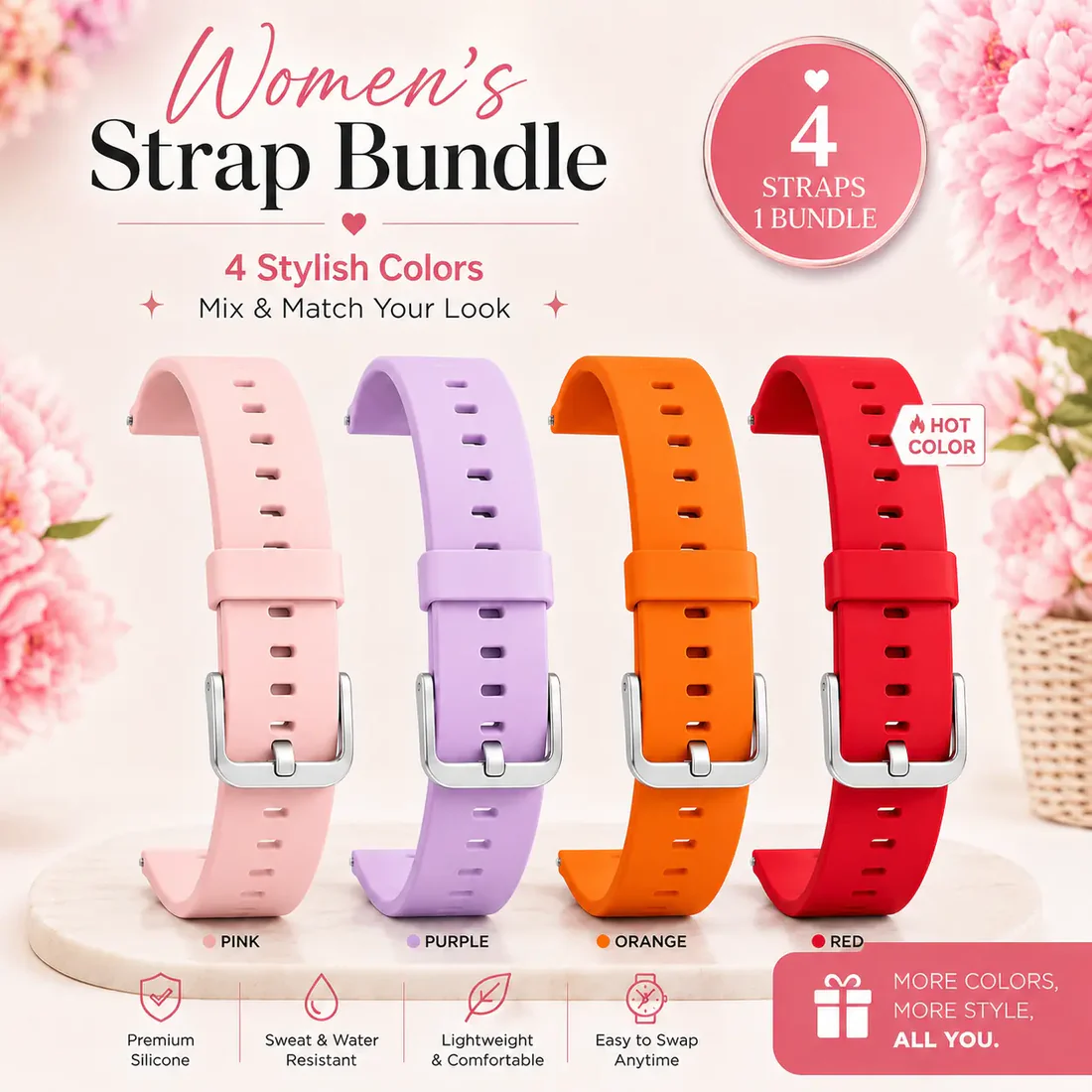 22MM Replacement Bands for Women Smartwatch- 4 Pcs Bundle Special Offer🎁