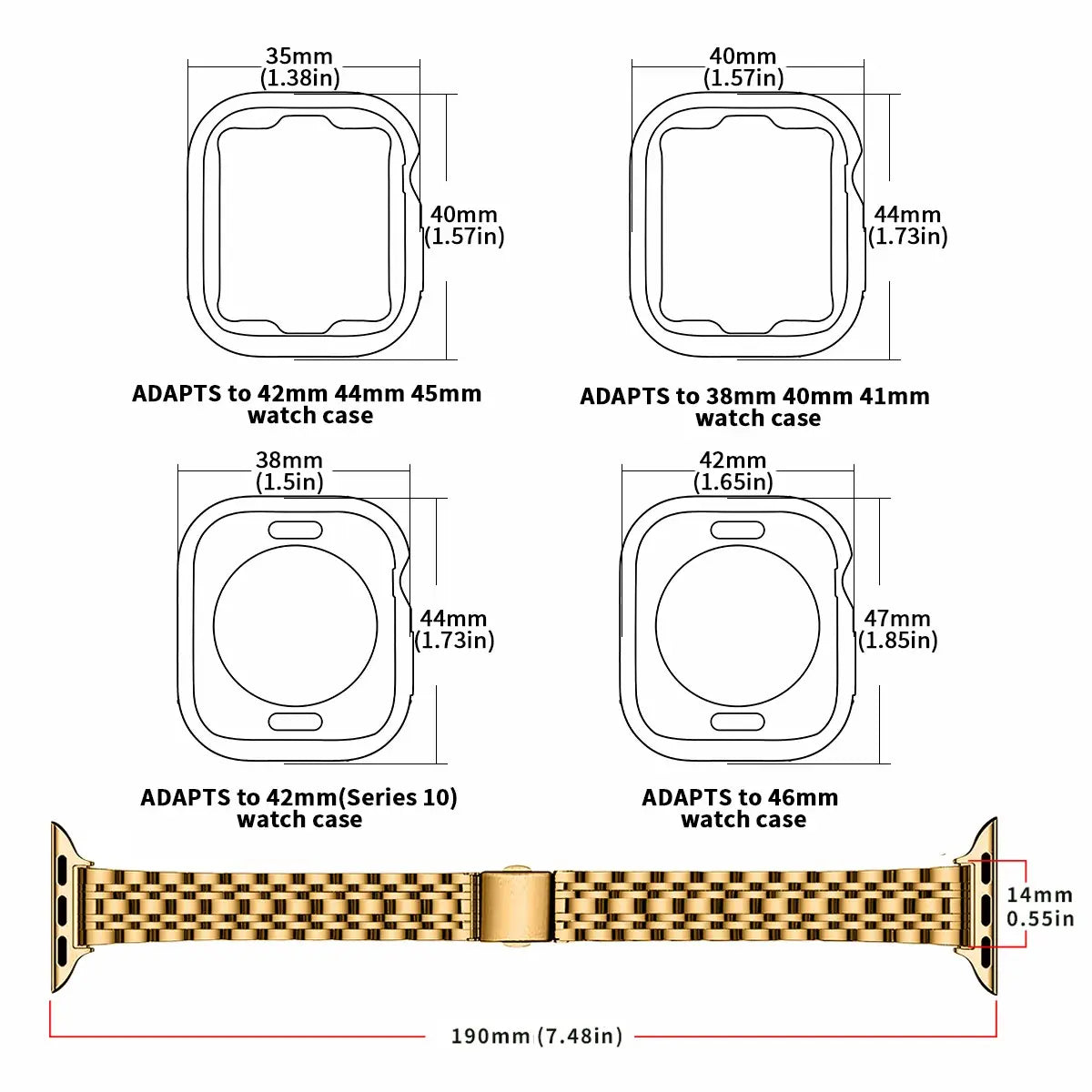 Stainless Steel Apple Watch Band + Case (All Series