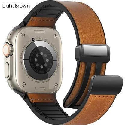 Magnetic Buckle Leather-Look Band for Apple Watch