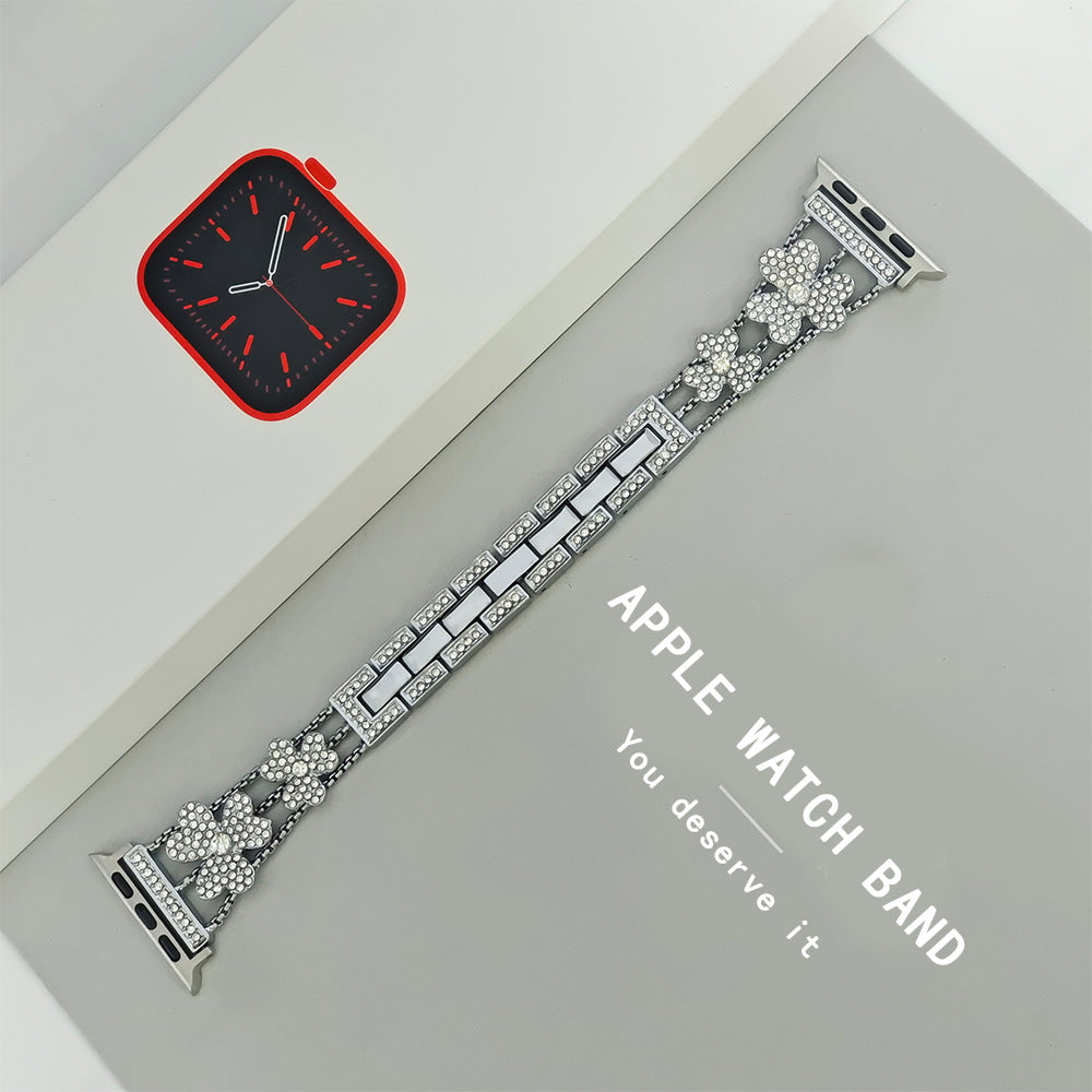 Tikband Stylish Clover Diamond Watch Band For Apple Watch