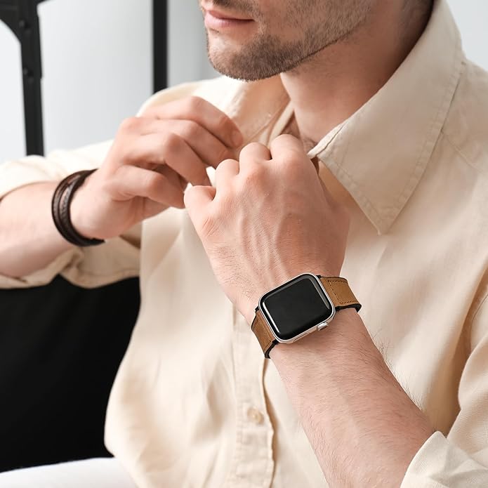 Magnetic Buckle Leather-Look Band for Apple Watch