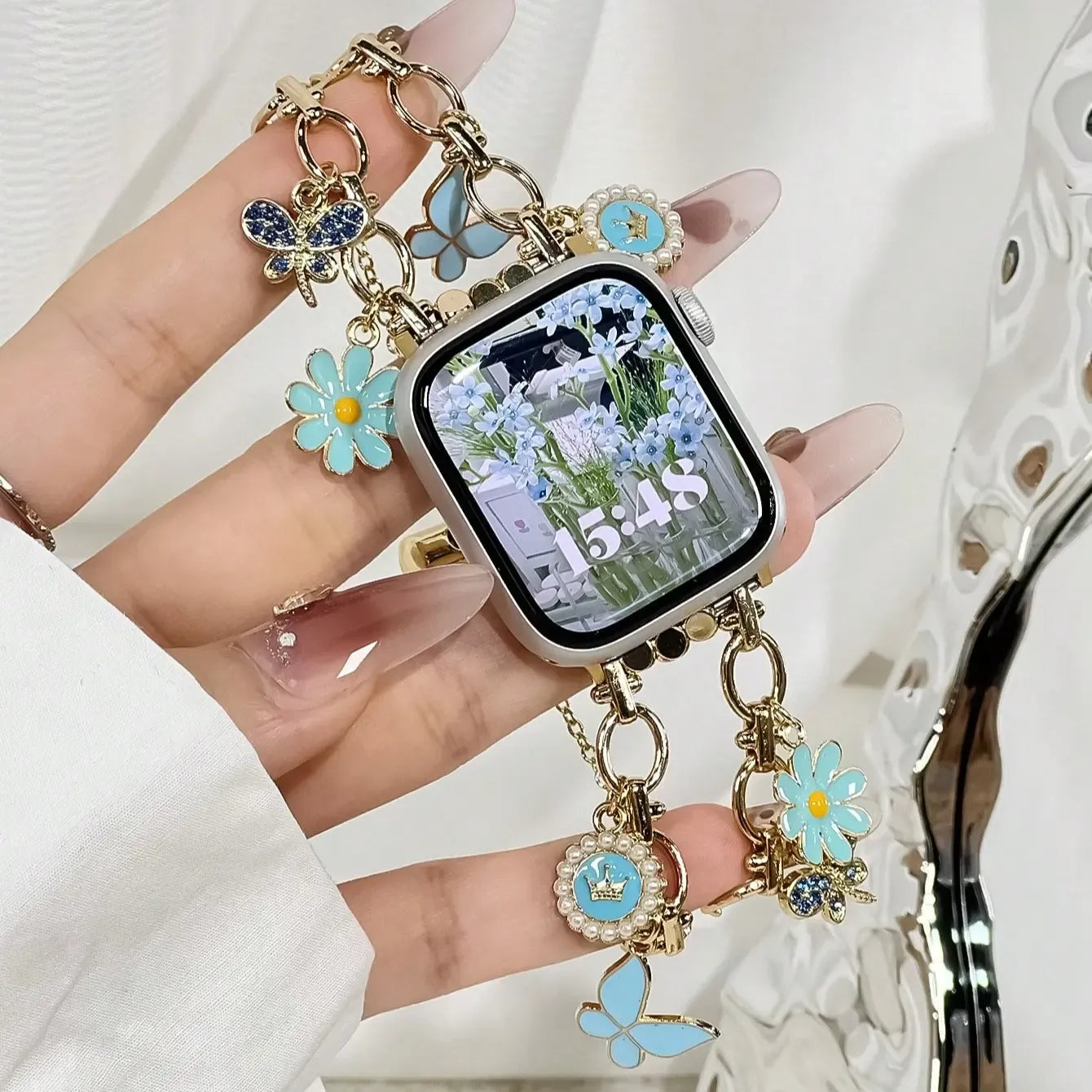 Elegant Alloy Jewelry Buckle Strap for Apple Watch (Series 1–10, Ultra/SE)