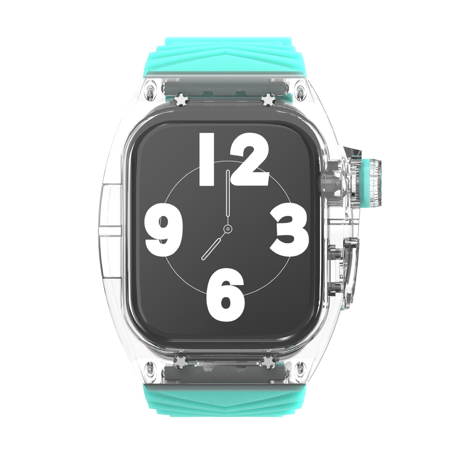 TikBand Premium Fluororubber Transparent Case & Sports Band for Apple Watch 44mm & 45mm