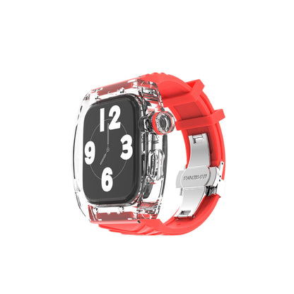 TikBand Premium Fluororubber Transparent Case & Sports Band for Apple Watch 44mm & 45mm