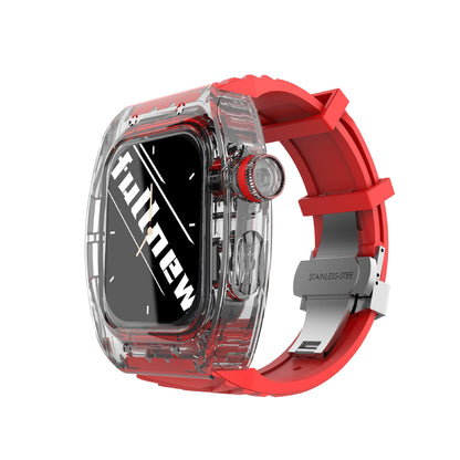 TikBand Premium Fluororubber Transparent Case & Sports Band for Apple Watch 44mm & 45mm