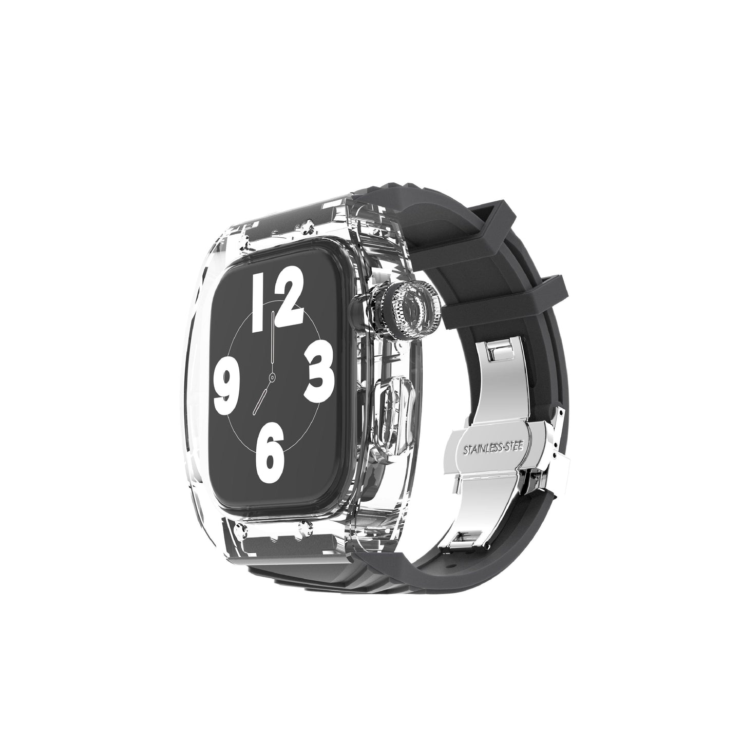 TikBand Premium Fluororubber Transparent Case & Sports Band for Apple Watch 44mm & 45mm