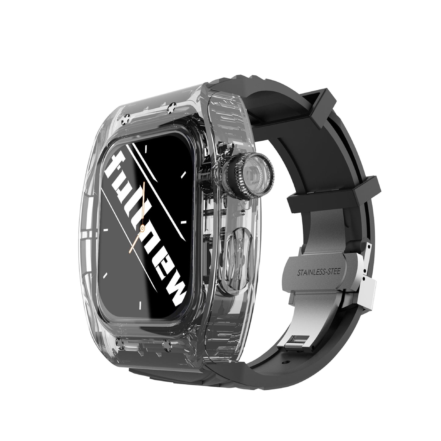 TikBand Premium Fluororubber Transparent Case & Sports Band for Apple Watch 44mm & 45mm