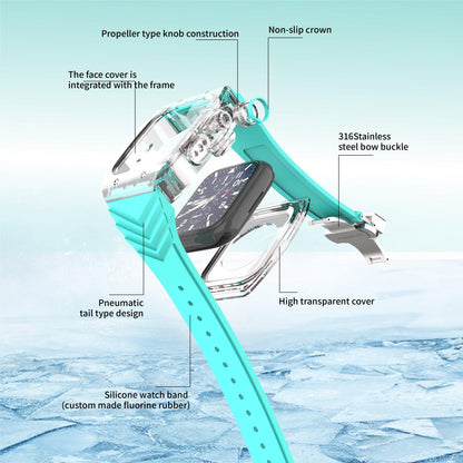 TikBand Premium Fluororubber Transparent Case & Sports Band for Apple Watch 44mm & 45mm