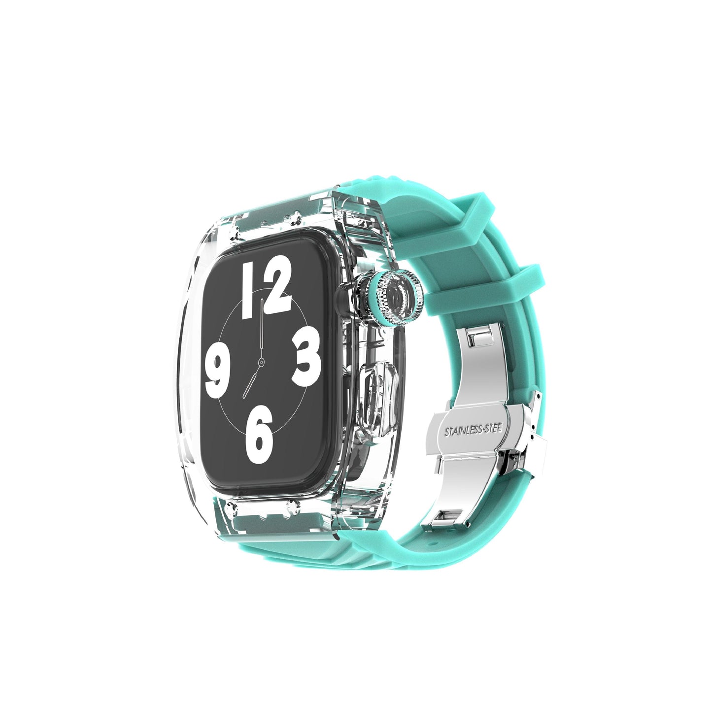 TikBand Premium Fluororubber Transparent Case & Sports Band for Apple Watch 44mm & 45mm