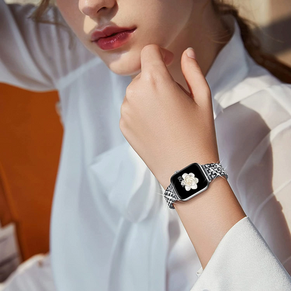 Pebble Diamond Steel Interlock Watch Band-For Apple Watch