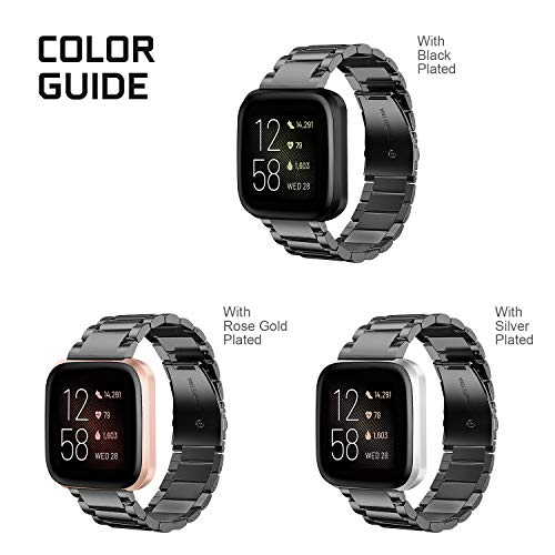 Solid Stainless Steel Metal Band Compatible with Fitbit Versa 2, Versa, Versa Lite Edition