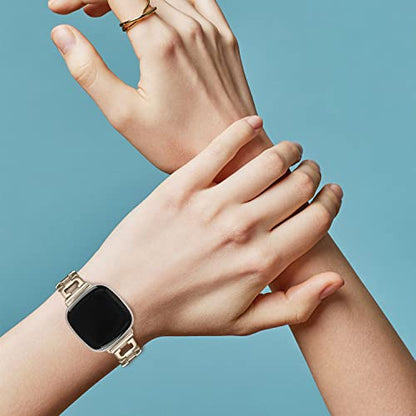 Top Stainless Steel Bands Compatible for Fitbit Versa 3&Fitbit Sense Smartwatch
