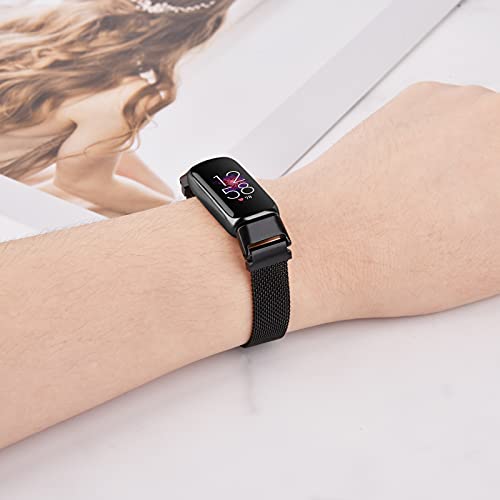 Compatible with Fitbit Luxe Bands Sets, 2 Pack Stainless Steel Metal Band + Mesh Woven Strap Replacement Bracelet Wristband for Fitbit Luxe Fitness and Wellness Tracker