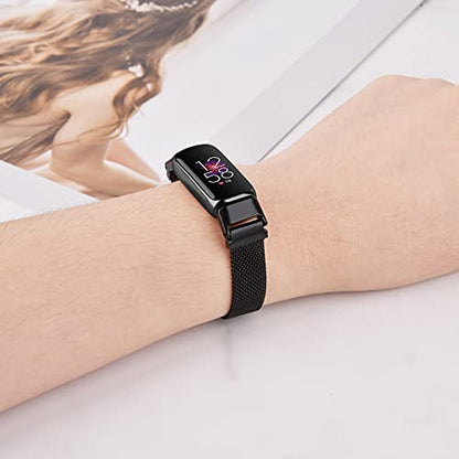 Compatible with Fitbit Luxe Bands Sets, 2 Pack Stainless Steel Metal Band + Mesh Woven Strap Replacement Bracelet Wristband for Fitbit Luxe Fitness and Wellness Tracker