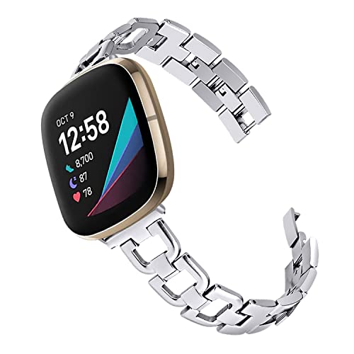 Top Stainless Steel Bands Compatible for Fitbit Versa 3&Fitbit Sense Smartwatch