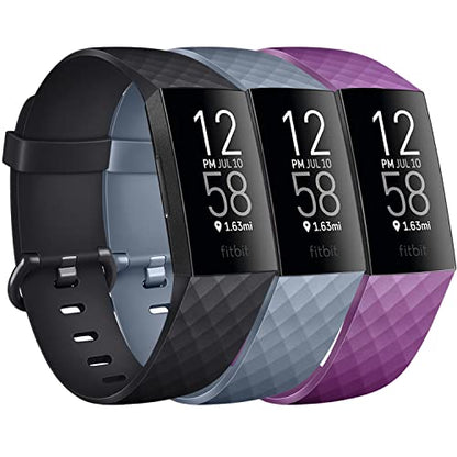 Pack 3 Silicone Bands for Fitbit Charge 4 / Fitbit Charge 3 / Charge 3 SE Replacement Wristbands.