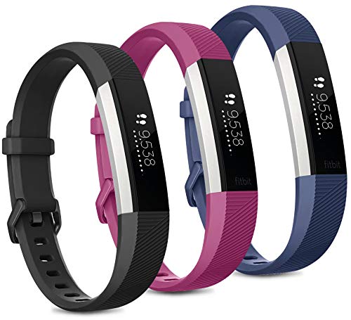 Pack 3 Replacement Band Compatible for Fitbit Alta Bands/Fitbit Alta HR Bands, Adjustable Replacement Soft Silicone Sport Bands for Woman and Men