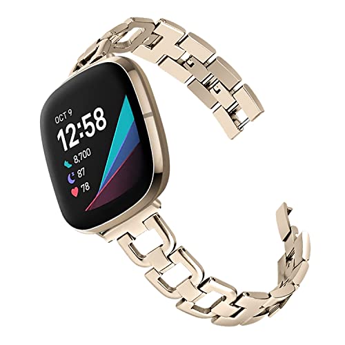 Top Stainless Steel Bands Compatible for Fitbit Versa 3&Fitbit Sense Smartwatch