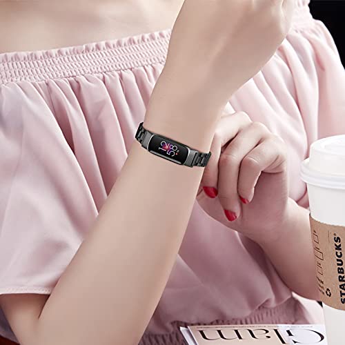 Compatible with Fitbit Luxe Bands Sets, 2 Pack Stainless Steel Metal Band + Mesh Woven Strap Replacement Bracelet Wristband for Fitbit Luxe Fitness and Wellness Tracker