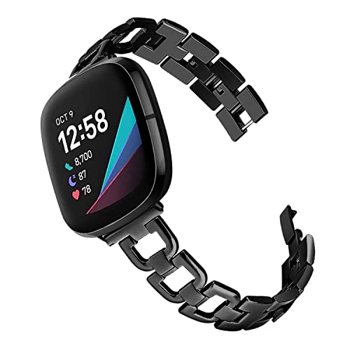 Top Stainless Steel Bands Compatible for Fitbit Versa 3&Fitbit Sense Smartwatch