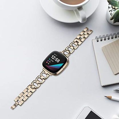 Top Stainless Steel Bands Compatible for Fitbit Versa 3&Fitbit Sense Smartwatch