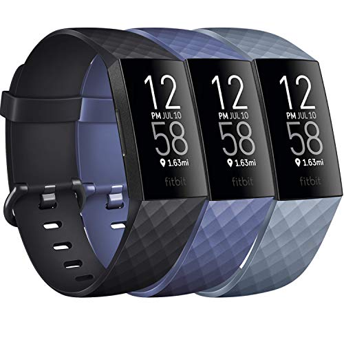 Pack 3 Silicone Bands for Fitbit Charge 4 / Fitbit Charge 3 / Charge 3 SE Replacement Wristbands.