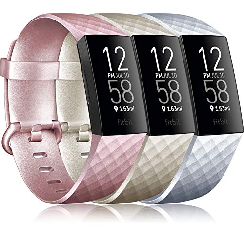 Pack 3 Silicone Bands for Fitbit Charge 4 / Fitbit Charge 3 / Charge 3 SE Replacement Wristbands.