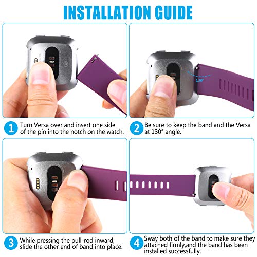 4 x Packs Soft TPU Replacement wristband for Fitbit Versa/Versa 2/Fitbit Versa Lite Smartwatch