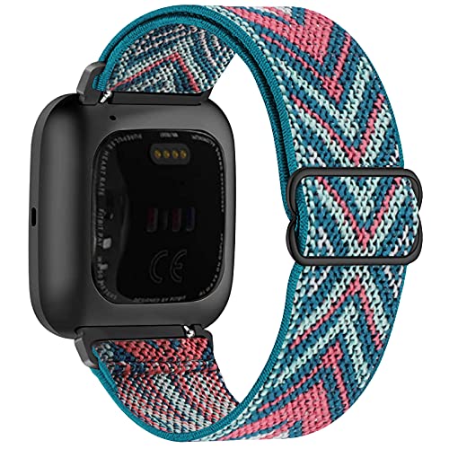 Adjustable stretch nylon fabric sports strap compatible with Fitbit Versa/Versa 2/Versa Lite/Versa SE