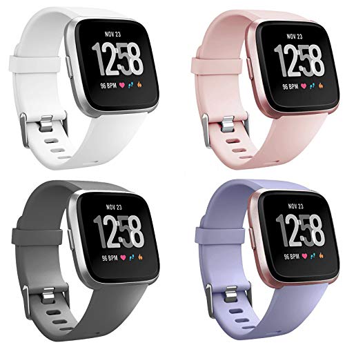 4 x Packs Soft TPU Replacement wristband for Fitbit Versa/Versa 2/Fitbit Versa Lite Smartwatch