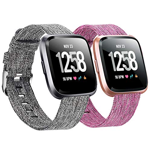 2-Pack Compatible Fitbit Versa / Fitbit Versa 2 / Fitbit Versa Lite Breathable Woven Strap