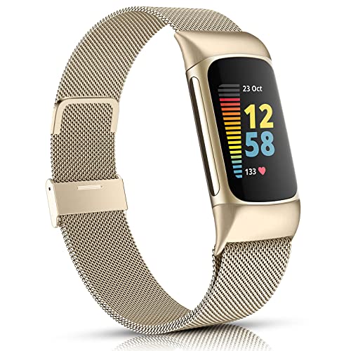 Stainless Steel Mesh Magnetic Strap Compatible with Fitbit Charge 5