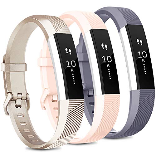 Pack 3 Replacement Band Compatible for Fitbit Alta Bands/Fitbit Alta HR Bands, Adjustable Replacement Soft Silicone Sport Bands for Woman and Men