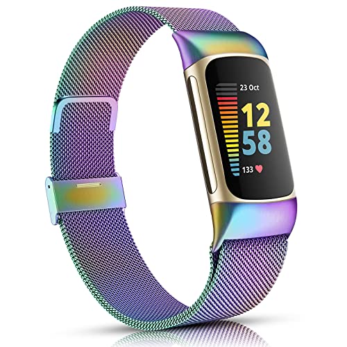 Stainless Steel Mesh Magnetic Strap Compatible with Fitbit Charge 5