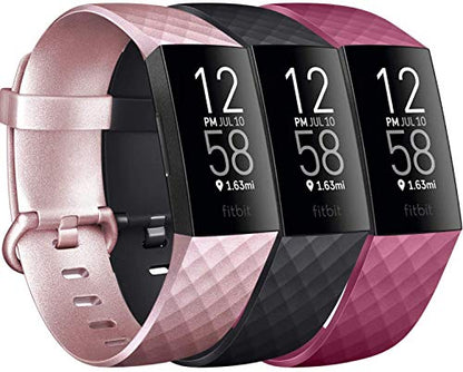 Pack 3 Silicone Bands for Fitbit Charge 4 / Fitbit Charge 3 / Charge 3 SE Replacement Wristbands.