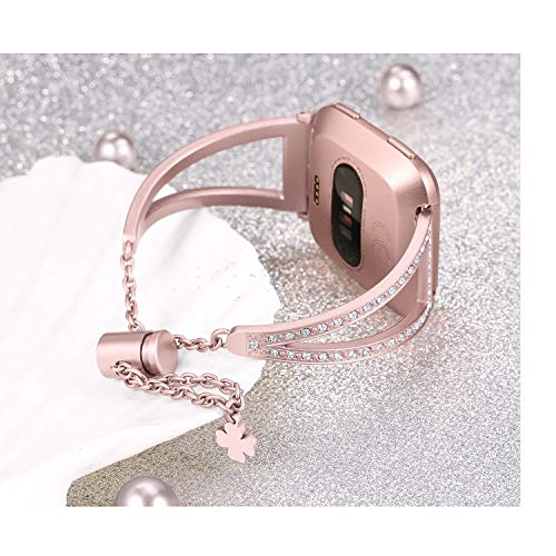 Compatible with Fitbit Versa/Fitbit Versa Lite and SE/Fitbit Versa 2 Women's Strap, Stainless Steel Metal Jewelry Bracelet Bracelet Wristband