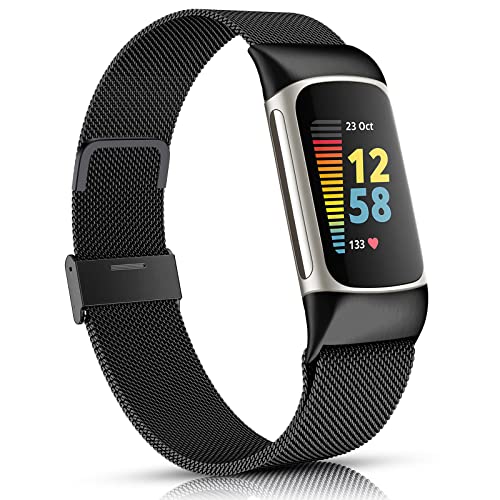 Stainless Steel Mesh Magnetic Strap Compatible with Fitbit Charge 5