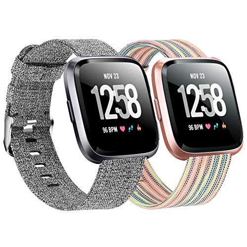 2-Pack Compatible Fitbit Versa / Fitbit Versa 2 / Fitbit Versa Lite Breathable Woven Strap